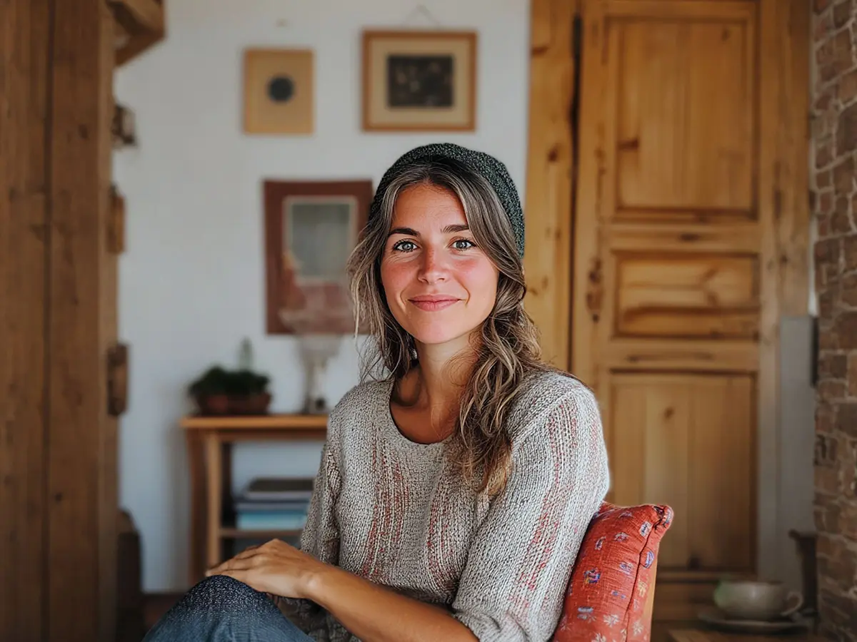 Smiling Woman in Cozy Room.webp